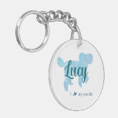 Personalize Pastel Blue Poodle Silhouette custom Sleutelhanger (Voorkant Links)