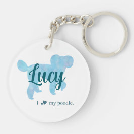 Personalize Pastel Blue Poodle Silhouette custom Sleutelhanger