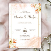 Personalize Pink floral wedding Invitation Kaart