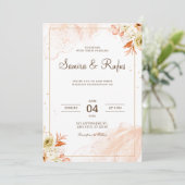Personalize Pink floral wedding Invitation Kaart (Staand voorkant)