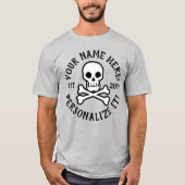 PERSONALIZE Pirate Skull en Crossbones T-Shirt (Voorkant)