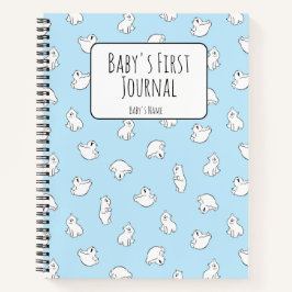 Personalize Polar Bear Blue Baby's First Journal Notitieboek