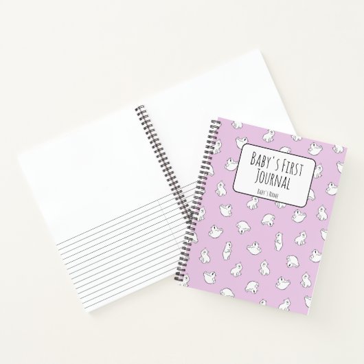 Personalize Polar Bear Pink Baby's First Journal Notitieboek (Binnen)