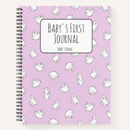 Personalize Polar Bear Pink Baby's First Journal Notitieboek
