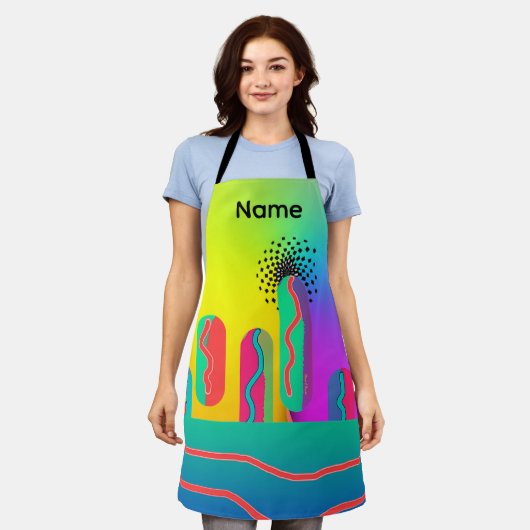 Personalize Rainbow Geo Craft Kitchen Baker Chef   Schort (Gedragen)