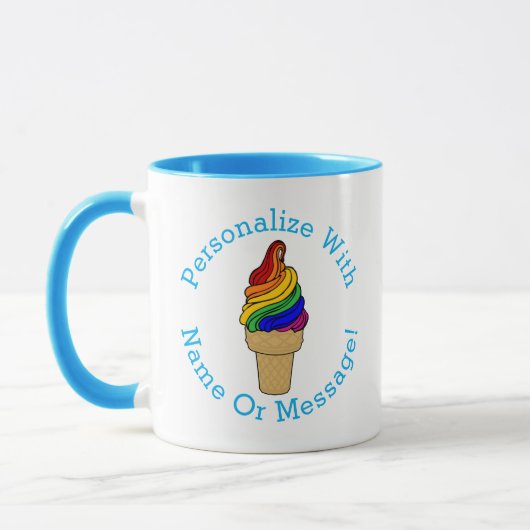 PERSONALIZE Rainbow Swirl Ice Cream Mok (Links)
