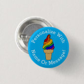 PERSONALIZE Rainbow Swirl Ice Cream Ronde Button 3,2 Cm (Voorkant /achterkant)