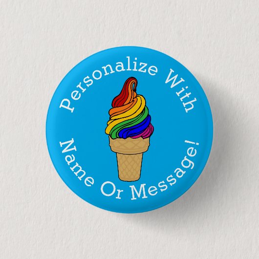 PERSONALIZE Rainbow Swirl Ice Cream Ronde Button 3,2 Cm (Voorkant)