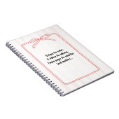 PERSONALIZE Red Ribbon Pink Stripe Pattern Notitieboek (Rechterzijde)