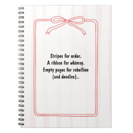 PERSONALIZE Red Ribbon Pink Stripe Pattern Notitieboek