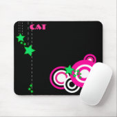 Personalize-Retro roze en Green Mousepad Muismat (Met muis)