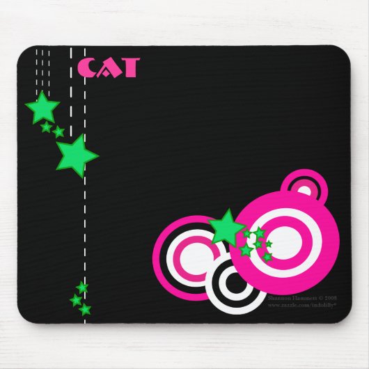 Personalize-Retro roze en Green Mousepad Muismat (Voorkant)