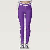 Personalize Royal Purple White Stripes Custom Text Leggings (Voorkant)