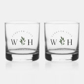 Personalize Rustic Floral Stem Wedding Monogram  Whisky Glas (Voorkant)