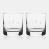 Personalize Rustic Floral Stem Wedding Monogram  Whisky Glas (Achterkant)