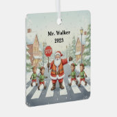 Personalize Santa as a School Crossing Guard Metalen Ornament (Voorkant Rechts)