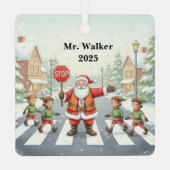 Personalize Santa as a School Crossing Guard Metalen Ornament (Achterkant)