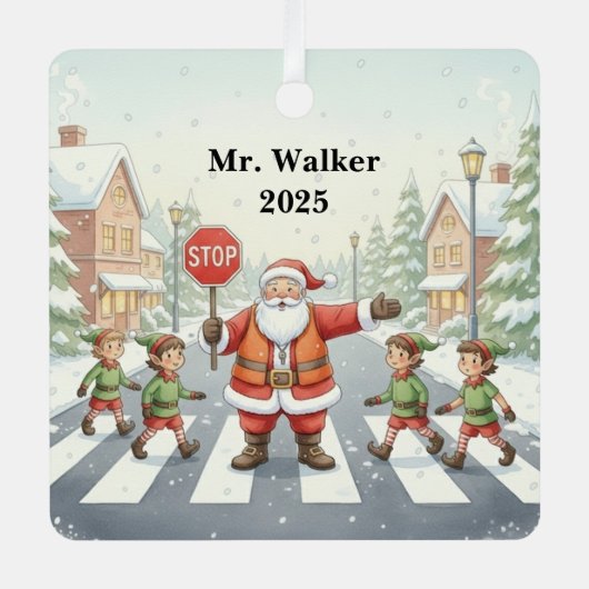 Personalize Santa as a School Crossing Guard Metalen Ornament (Voorkant)