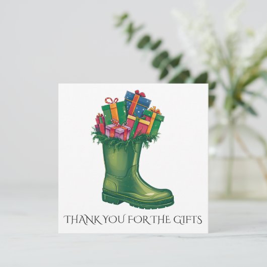 Personalize Santa's New Boots Bedankkaart (Staand voorkant)