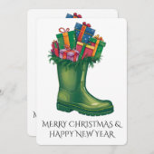 Personalize Santa's New Boots Kaart (Voorkant / Achterkant)