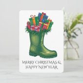 Personalize Santa's New Boots Kaart (Staand voorkant)