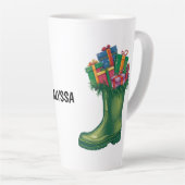 Personalize Santa's New Boots Latte Mok (Rechterhoek)