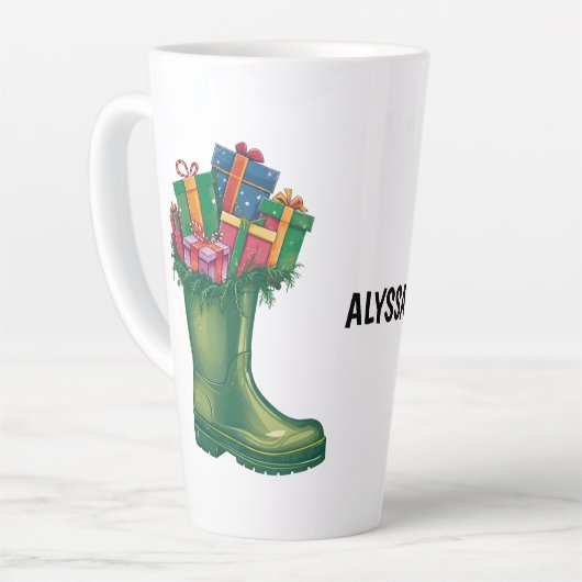 Personalize Santa's New Boots Latte Mok (Linkerhoek)