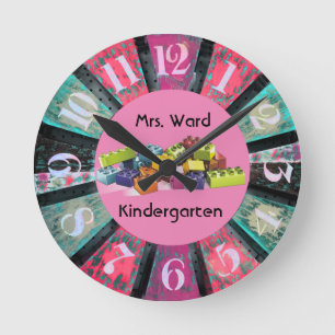 PERSONALIZE SCHOOL CLOCK RONDE KLOK
