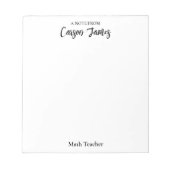 Personalize Script Notepad Stationery Gift Teacher Notitieblok (Voorkant)