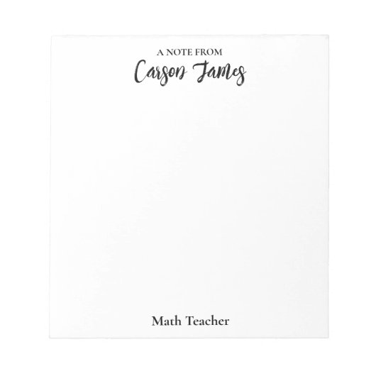 Personalize Script Notepad Stationery Gift Teacher Notitieblok (Voorkant)