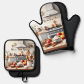 Personalize Set of 2 Kitchen Oven Mitt Potholder (Voorkant / Achterkant)