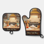 Personalize Set of 2 Kitchen Oven Mitt Potholder (Voorkant)