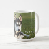 Personalize Siberian Husky puppy portret Koffiemok (Voorkant rechts)