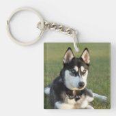 Personalize Siberian Husky puppy portret Sleutelhanger (voorkant)