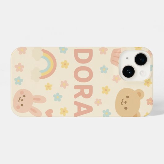personalize Soft Pastel Cute Phone Case with Name iPhone Hoesje (Achterkant horizontaal)