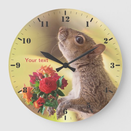Personalize Squirrel with roses for You Grote Klok (Voorkant)