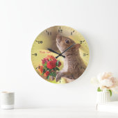 Personalize Squirrel with roses for You Grote Klok (Huis)