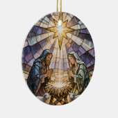 Personalize Stained Glass Nativity Scene Christmas Keramisch Ornament (Rechts)