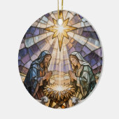 Personalize Stained Glass Nativity Scene Christmas Keramisch Ornament (Links)