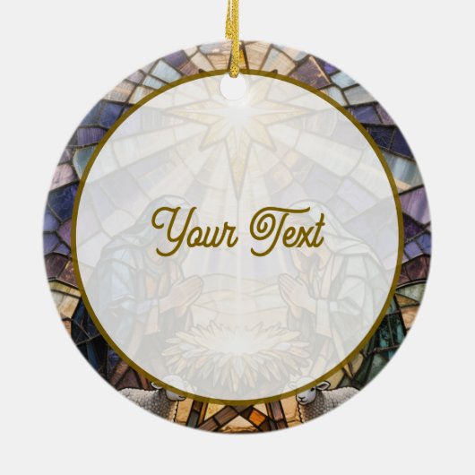 Personalize Stained Glass Nativity Scene Christmas Keramisch Ornament (Achterkant)