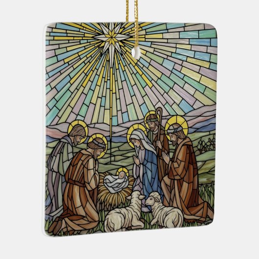 Personalize Stained Glass Nativity Scene Christmas Keramisch Ornament (Rechts)