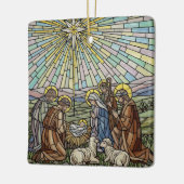 Personalize Stained Glass Nativity Scene Christmas Keramisch Ornament (Links)