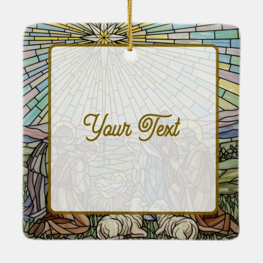 Personalize Stained Glass Nativity Scene Christmas Keramisch Ornament (Achterkant)