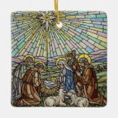 Personalize Stained Glass Nativity Scene Christmas Keramisch Ornament (Voorkant)