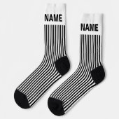 Personalize TEAM NAME Black White Stripes Sokken (Links)