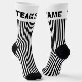 Personalize TEAM NAME Black White Stripes Sokken (Gebogen)