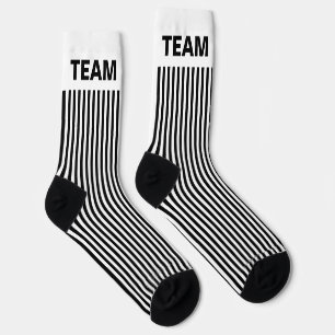 Personalize TEAM NAME Black White Stripes Sokken