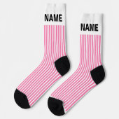 Personalize TEAM NAME Pink White Stripes   Sokken (Links)