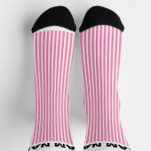 Personalize TEAM NAME Pink White Stripes   Sokken (Top)