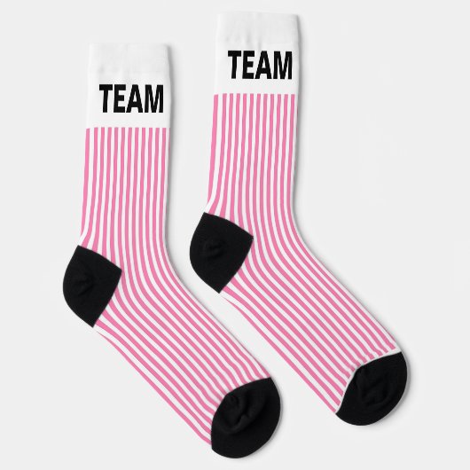 Personalize TEAM NAME Pink White Stripes   Sokken (Rechts)